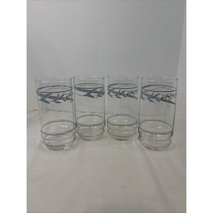 Set of 4 Corelle Blue Lily 16-oz Tumbler Cooler Glasses Drinkware